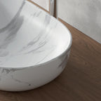 606180 - Lavabo da appoggio Bathcore in ceramica 60 cmâ€“ Marmorizzato bianco