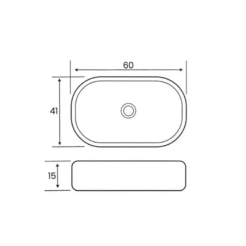 606182 - Lavabo da appoggio Bathcore in ceramica 60 cm â€“ Grigio scuro opaco