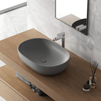 606182 - Lavabo da appoggio Bathcore in ceramica 60 cm â€“ Grigio scuro opaco
