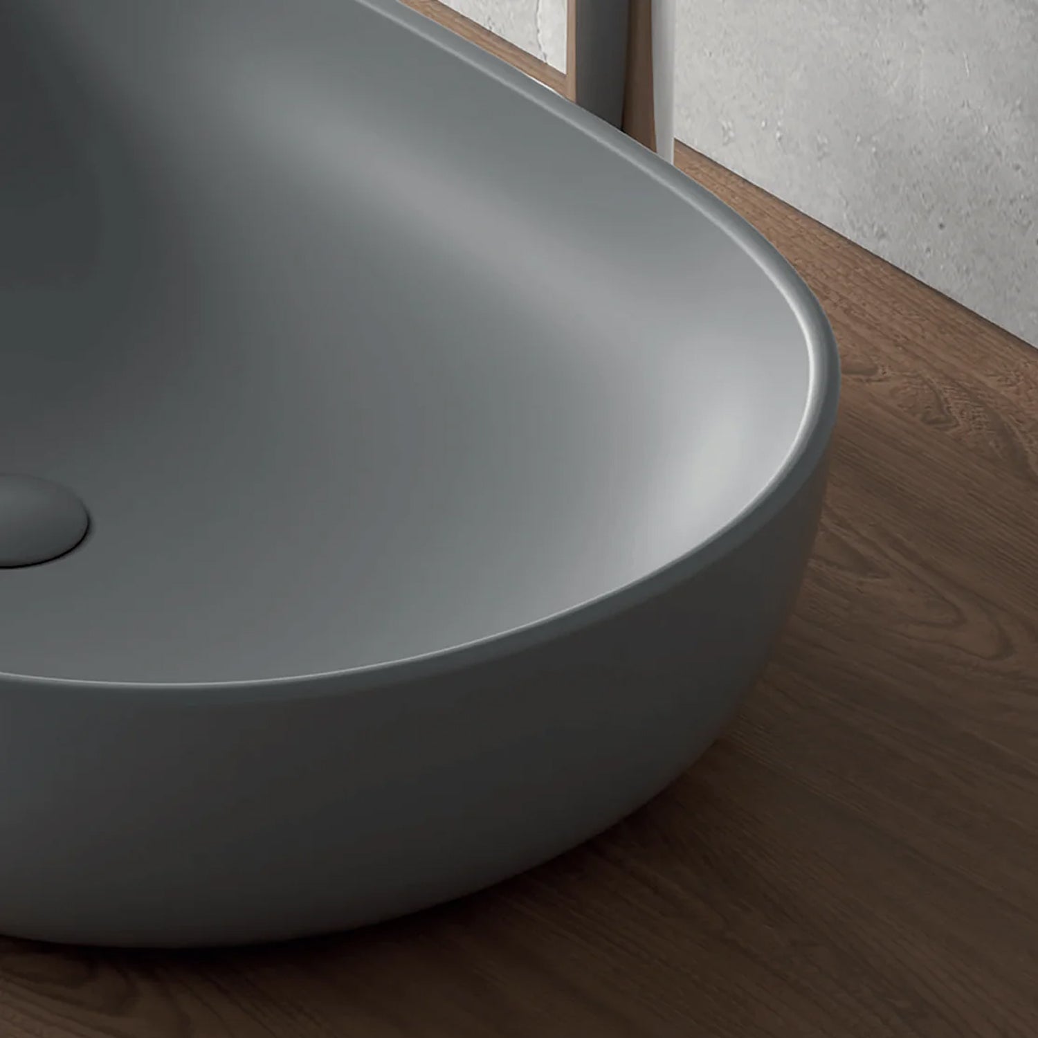 606182 - Lavabo da appoggio Bathcore in ceramica 60 cm â€“ Grigio scuro opaco