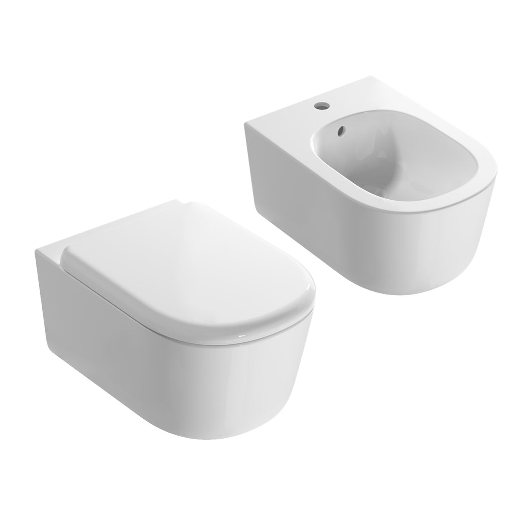 Coppia sanitari sospesi Lalita Ceramica Globo 54x36 cm â€“ Bianco lucido