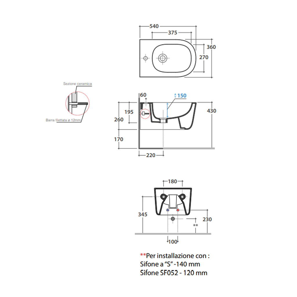 Coppia sanitari sospesi Lalita Ceramica Globo 54x36 cm â€“ Bianco lucido