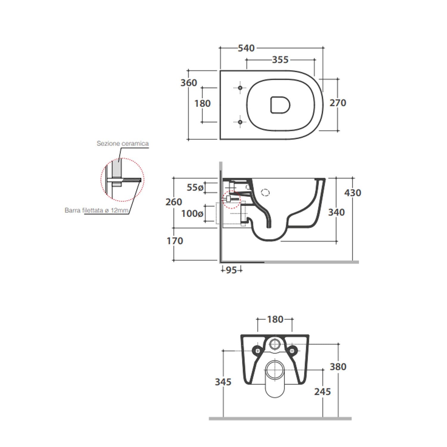 Coppia sanitari sospesi Lalita Ceramica Globo 54x36 cm â€“ Bianco lucido