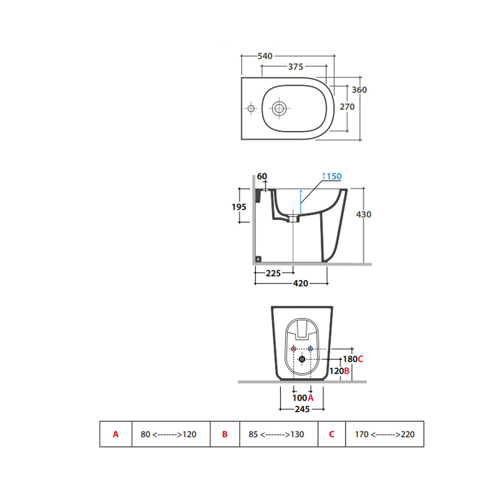 Coppia sanitari a terra filo parete Lalita Ceramica Globo 54x36 cm â€“ Bianco lucido