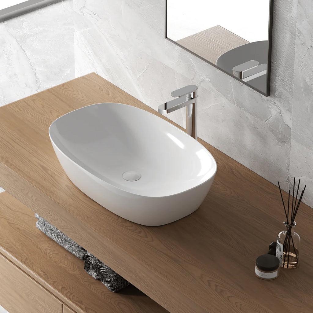 606196 - Lavabo da appoggio Bathcore in ceramica 60 cm â€“ Bianco lucido