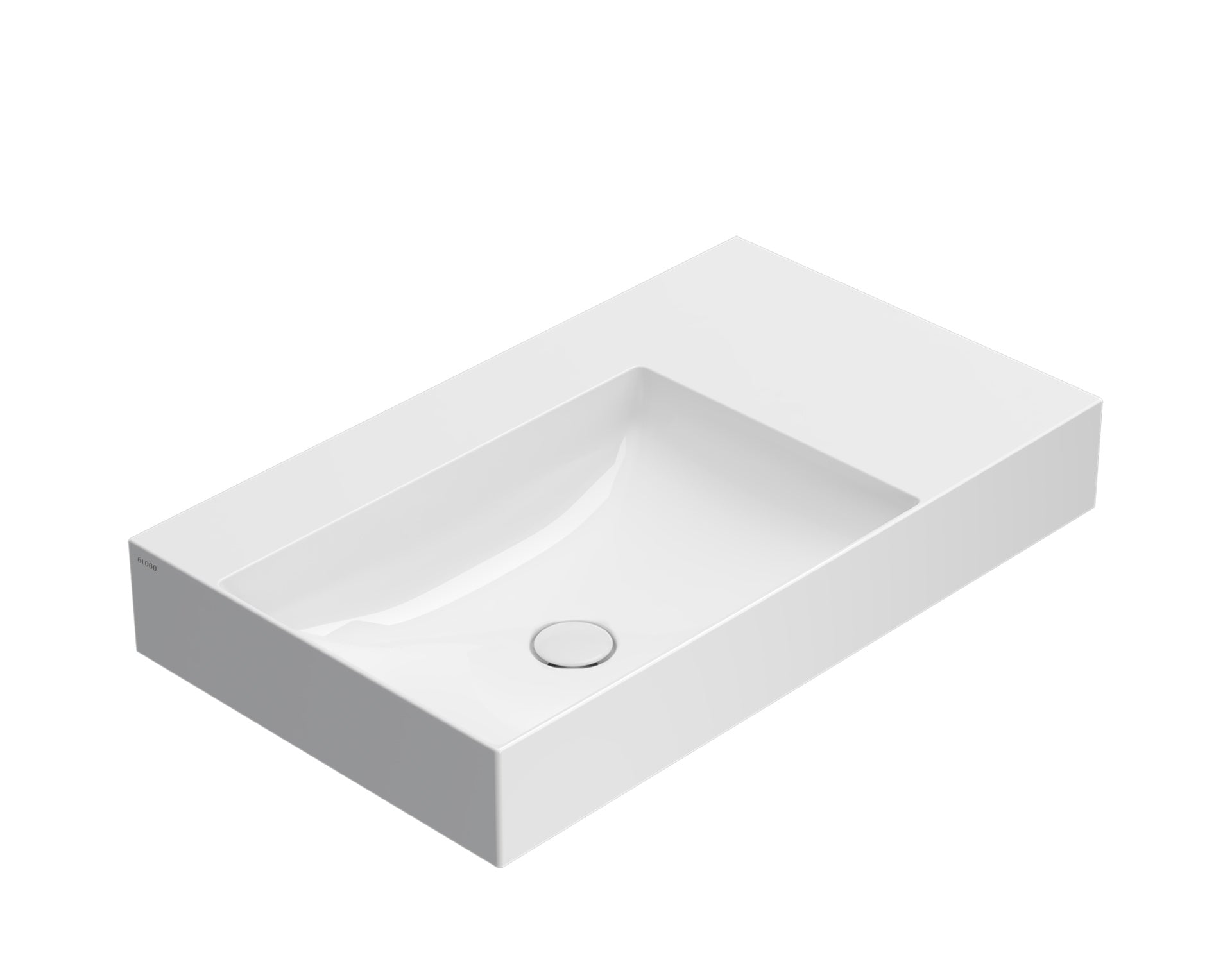 Lavabo da appoggio o sospeso T-Edge ceramica bianca lucida 80x47 peso 24 Kg