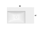 Lavabo da appoggio o sospeso T-Edge ceramica bianca lucida 80x47 peso 24 Kg