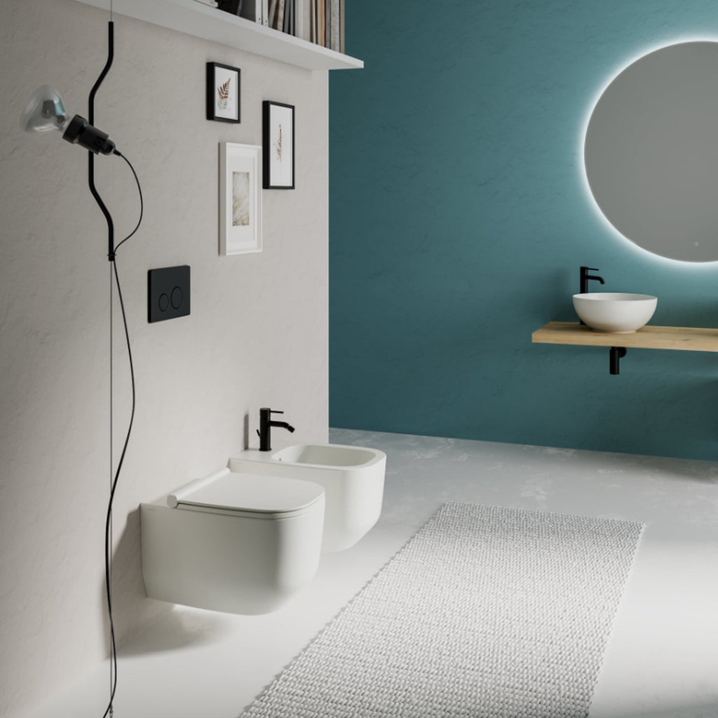 Coppia sanitari sospesi Ceramica Dolomite modello Alba 56x36 cm con sedile Softclose
