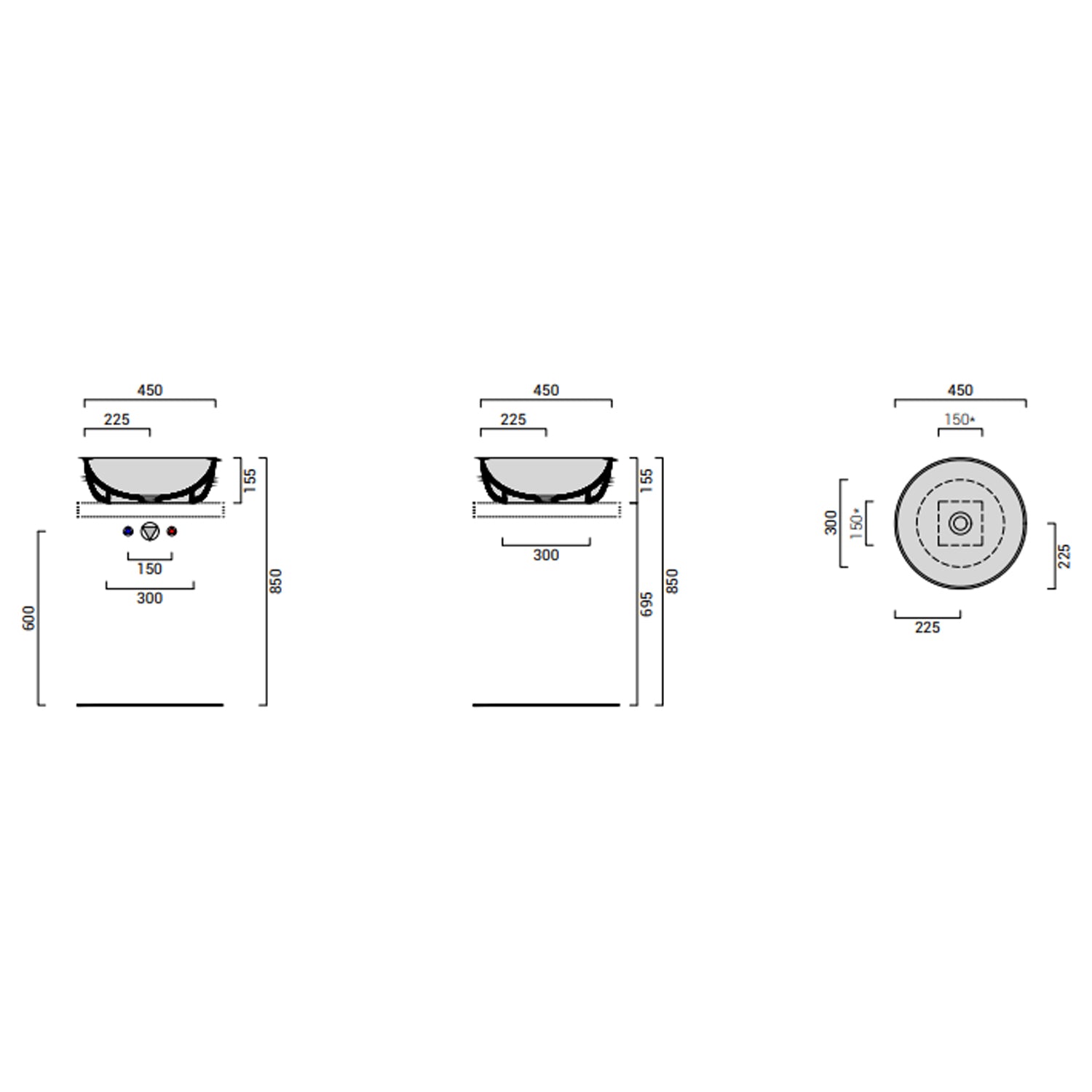 Lavabo da appoggio Gran Mascalzone Domus Falerii 45 cm tondo bianco