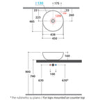 Lavabo da appoggio modello T-EDGE B6T45.BI di Ceramica Globo. Di forma tonda con diametro di 45 cm