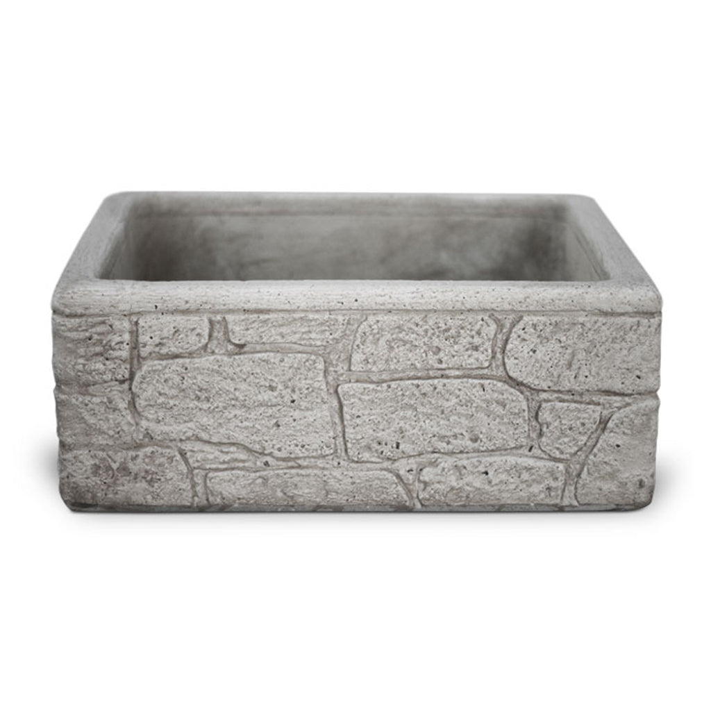 Lavello da esterno in cemento grigio effetto mattoncini cm 80x40x20h cm modello Eolie