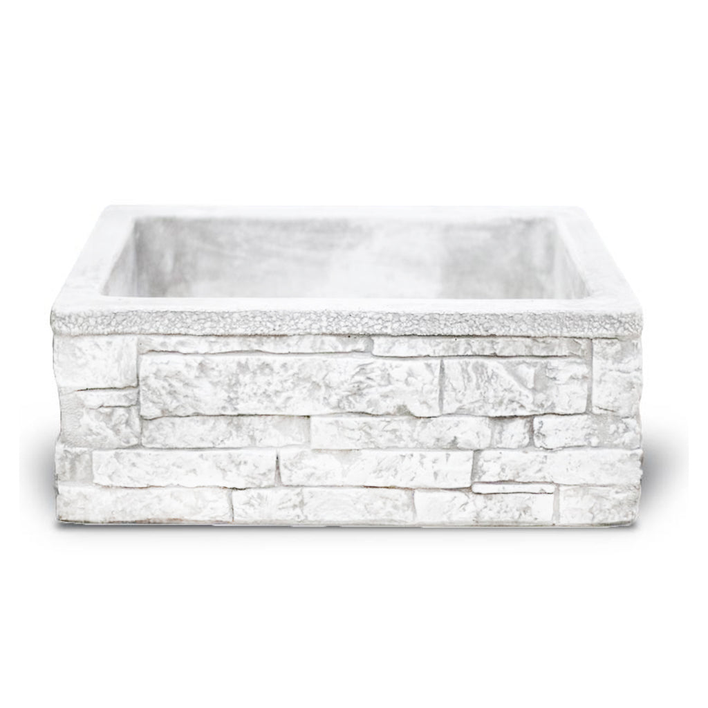 Lavello da esterno in cemento bianco effetto mattoncini cm 80x40x20h cm modello Sicily