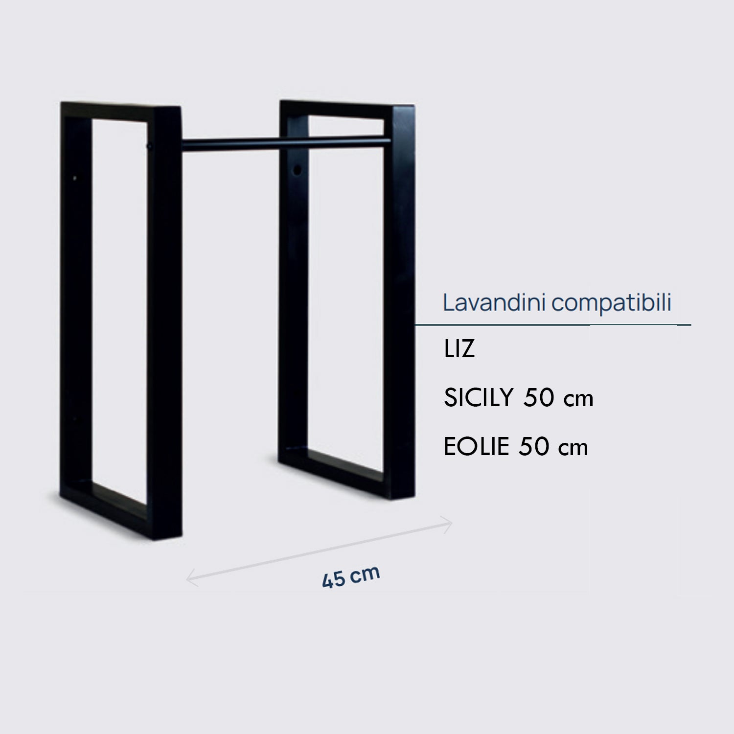Supporto in acciaio zincato verniciato nero per lavabi da esterno cm 45x65h modello Take