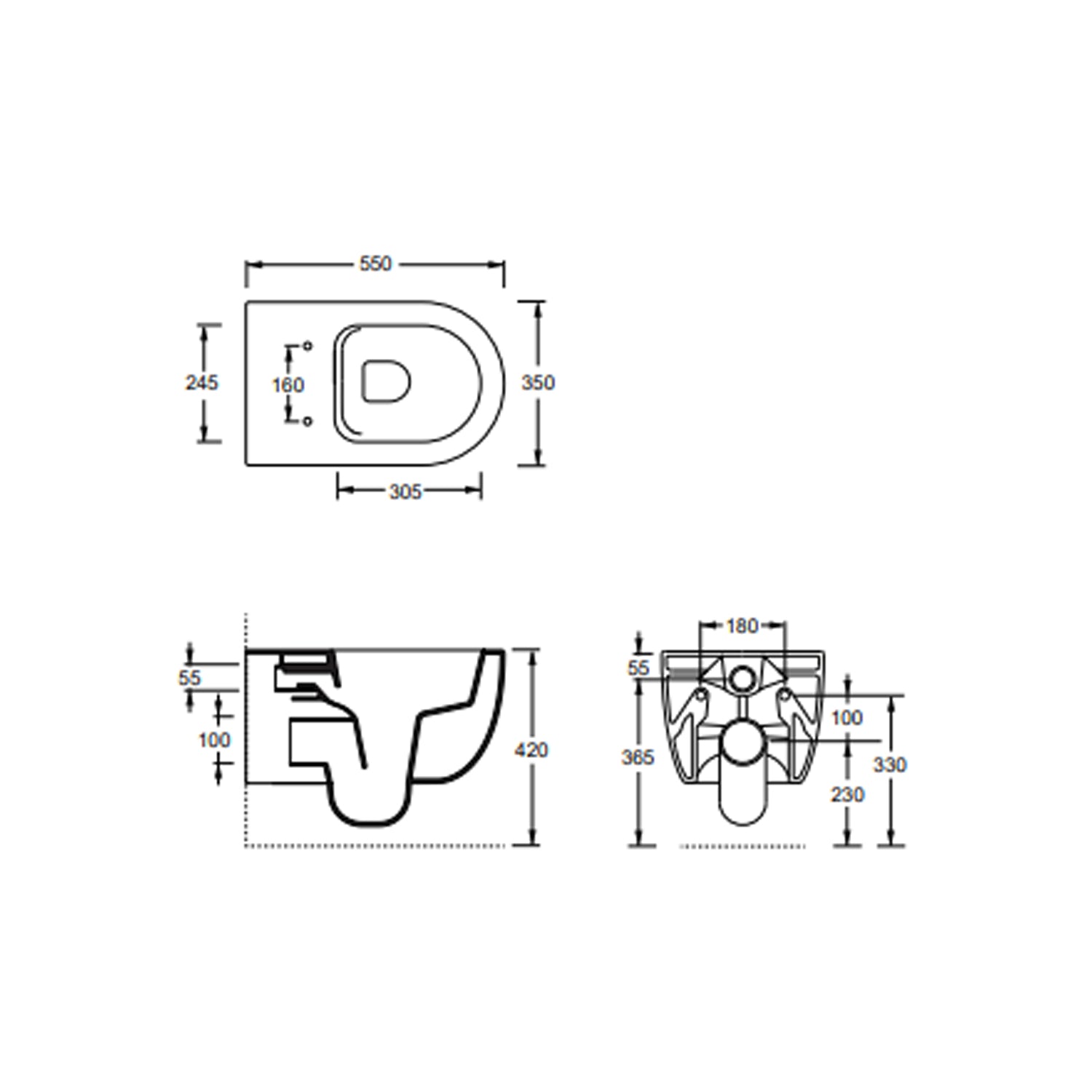 Sanitari sospesi modello Ilary 55 con sedile SoftClose 55x35cm - Bianco lucido