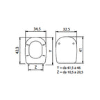 Sedile wc in termoindurente per vaso Ideal Standard serie Tesi con cerniere regolabili normal close