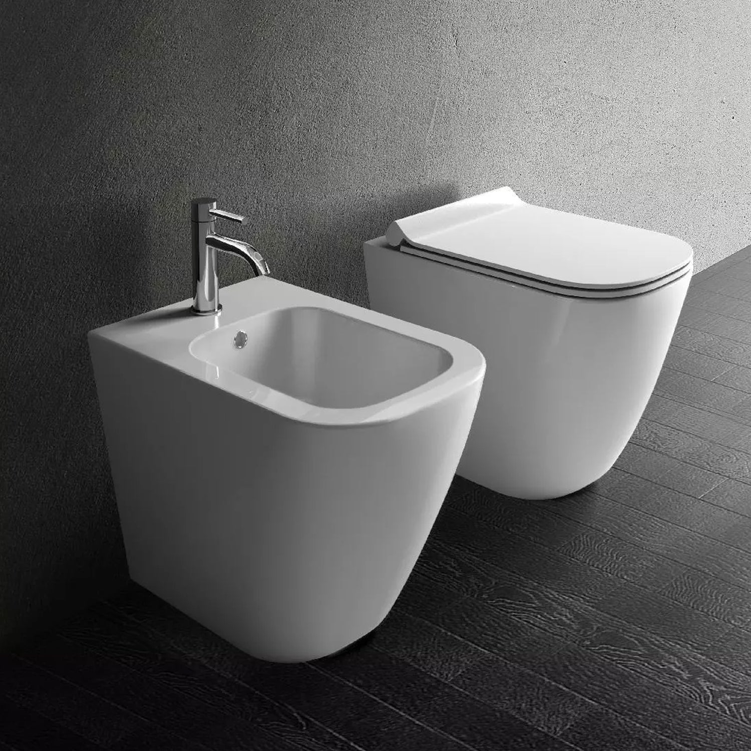 Bidet filomuro monoforo 52x36 cm serie Dreams di Ceramica Galassia altezza 48 cm