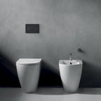 Coppia di sanitari filomuro 56x36 cm scarico traslato serie Dream di Ceramica Galassia con sedile soft close