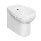 Bidet filomuro serie King in ceramica bianca con troppopieno e foro rubinetteria