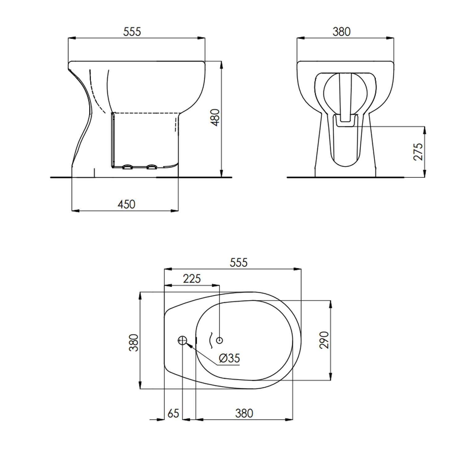 Bidet per anziani BathCore modello Consil 48 cm - Bianco