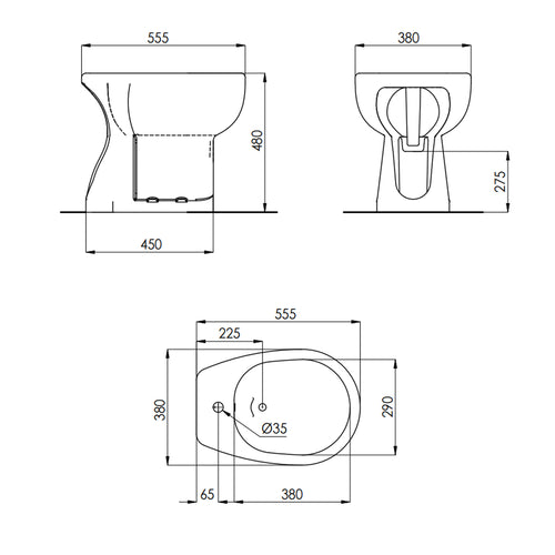 Bidet per anziani BathCore modello Consil 48 cm - Bianco