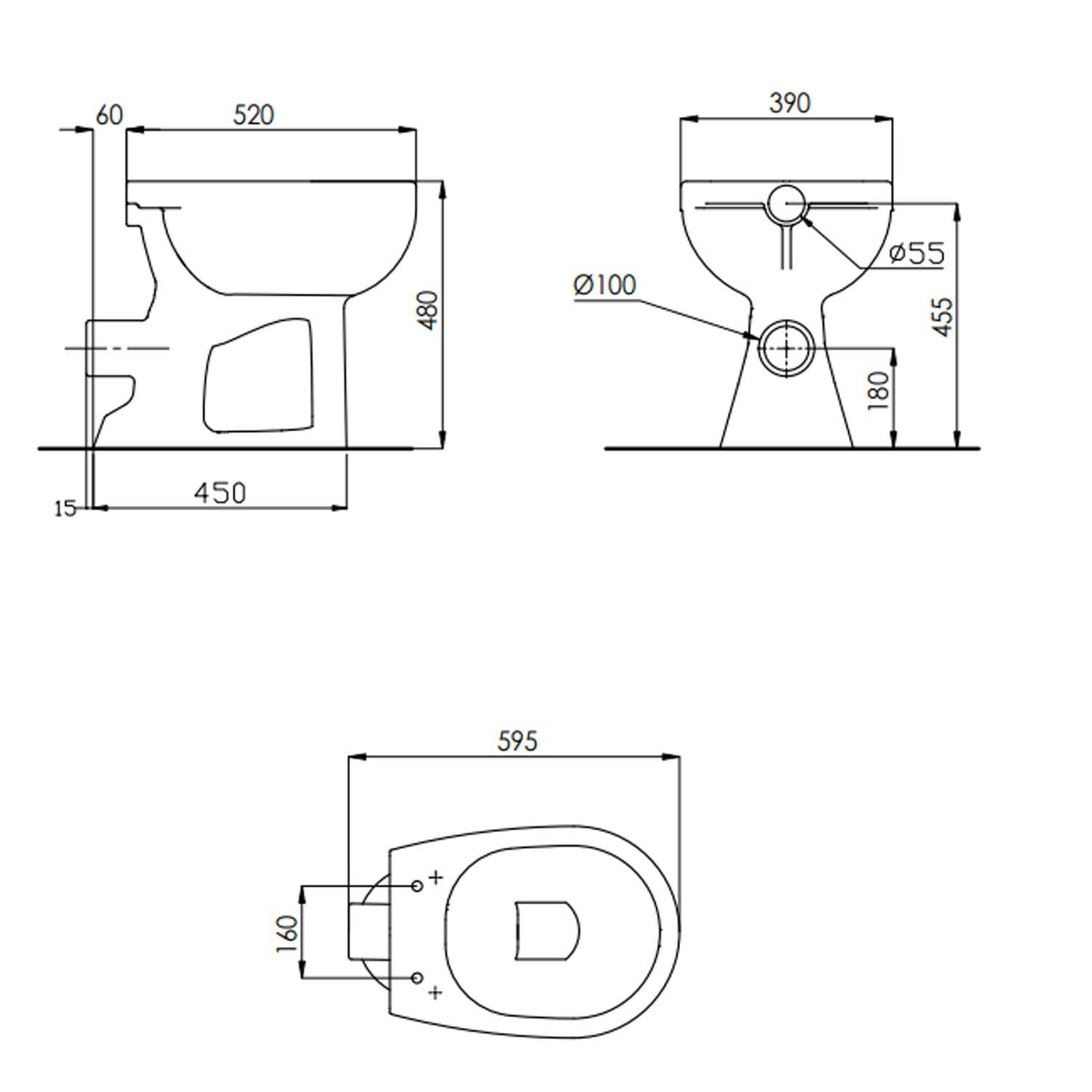 Vaso per anziani BathCore con scarico a muro modello Consil 48 cm - Bianco