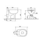 Vaso per disabili con apertura frontale BathCore con scarico a muro modello Consil 48 cm - Bianco