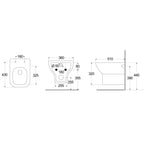 Vaso Sospeso Rimless BathCore serie Jasmine 44 cm con sedile - Bianco