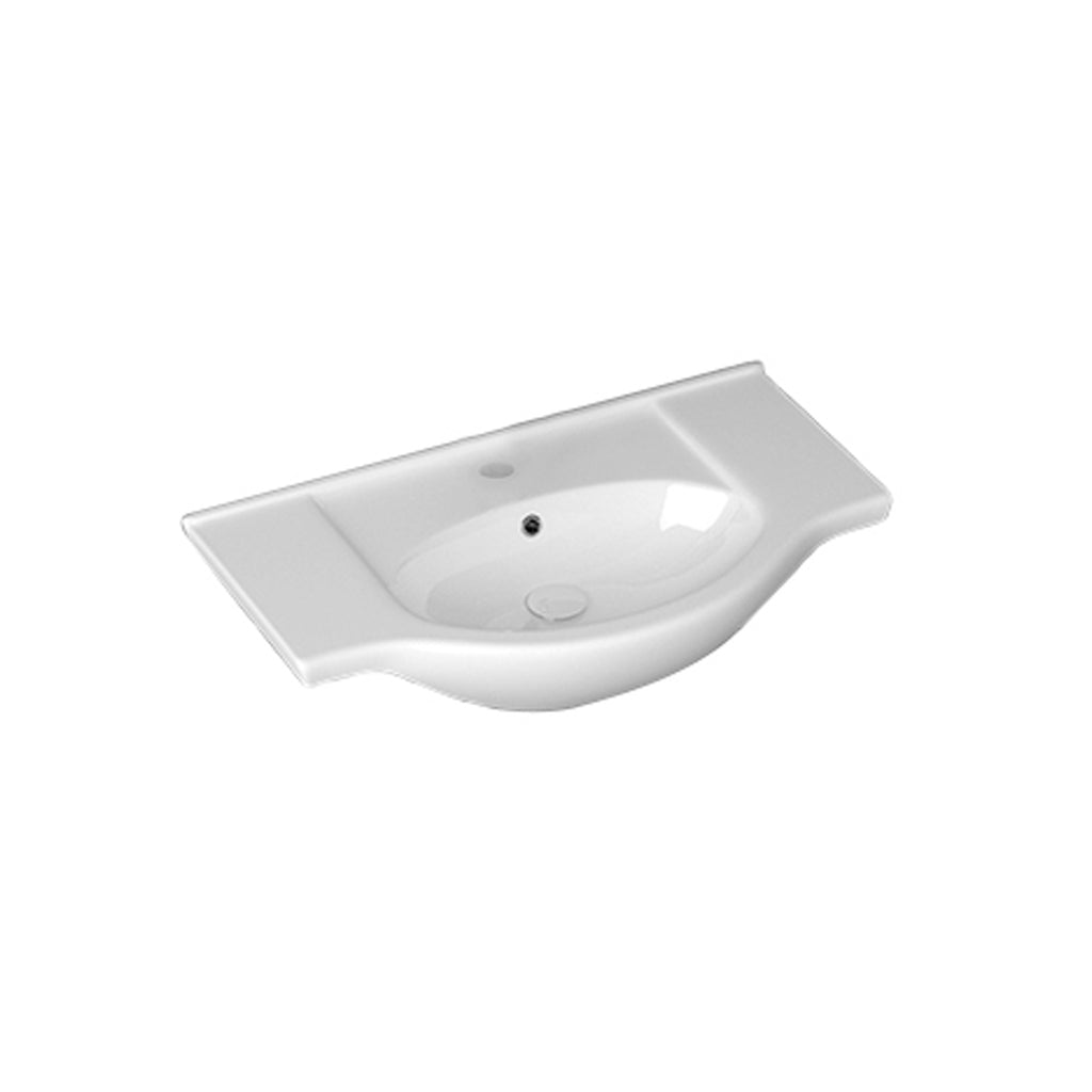 Lavabo consolle per mobile bagno con troppo pieno e foro rubinetto BathCore cm 85x50