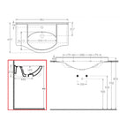 Lavabo consolle per mobile bagno con troppo pieno e foro rubinetto BathCore cm 85x50