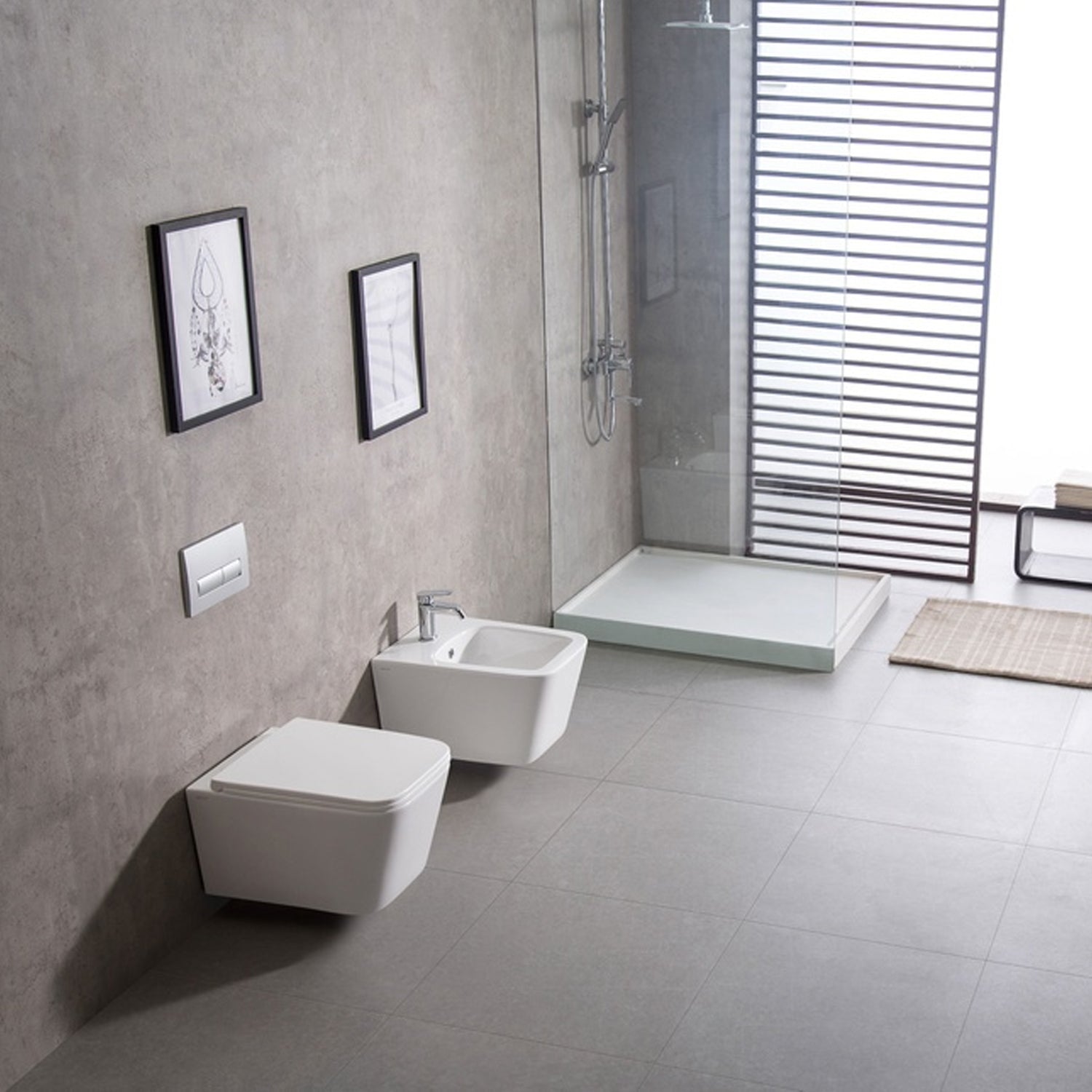 Sanitari bagno sospesi BathCore modello Velvet Rimless/Tornado Quiet 49x34 cm - Bianco