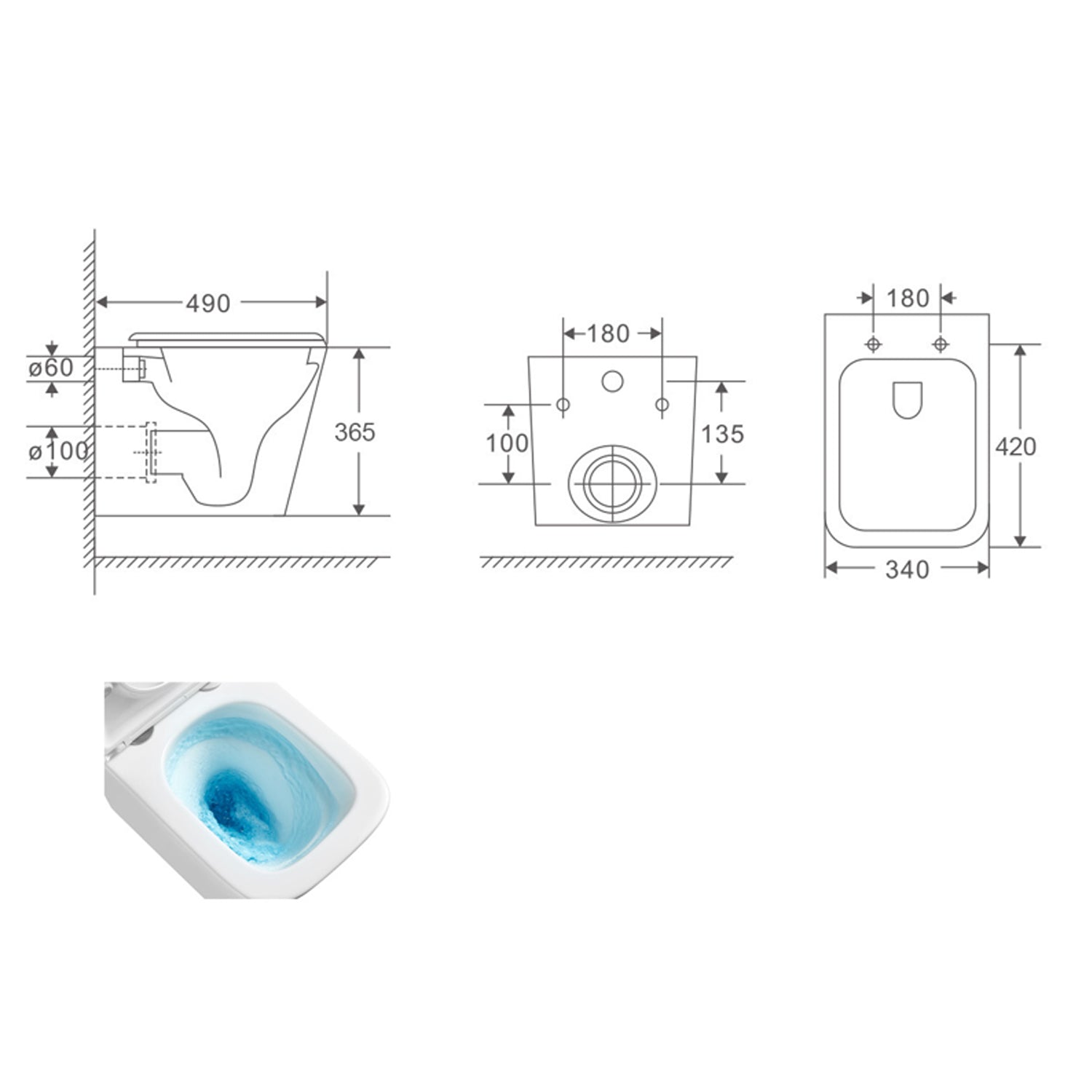 Sanitari bagno sospesi BathCore modello Velvet Rimless/Tornado Quiet 49x34 cm - Bianco