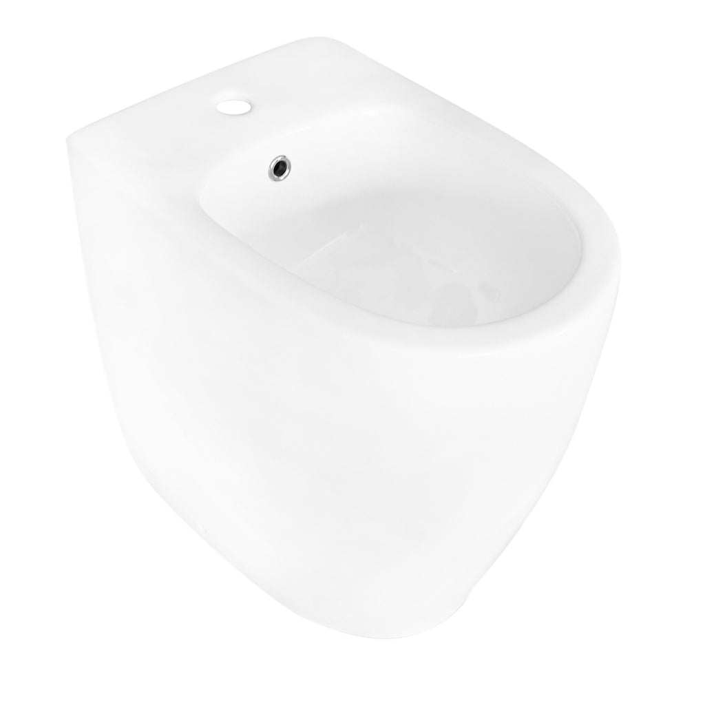 Coppia di sanitari filomuro Comfort Azalea di BathCore  cm 36x53 bidet wc senza brida e copriwater