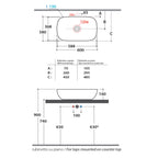 Lavabo da appoggio Globo Modello T-EDGE 60X38 cm finitura cachemire