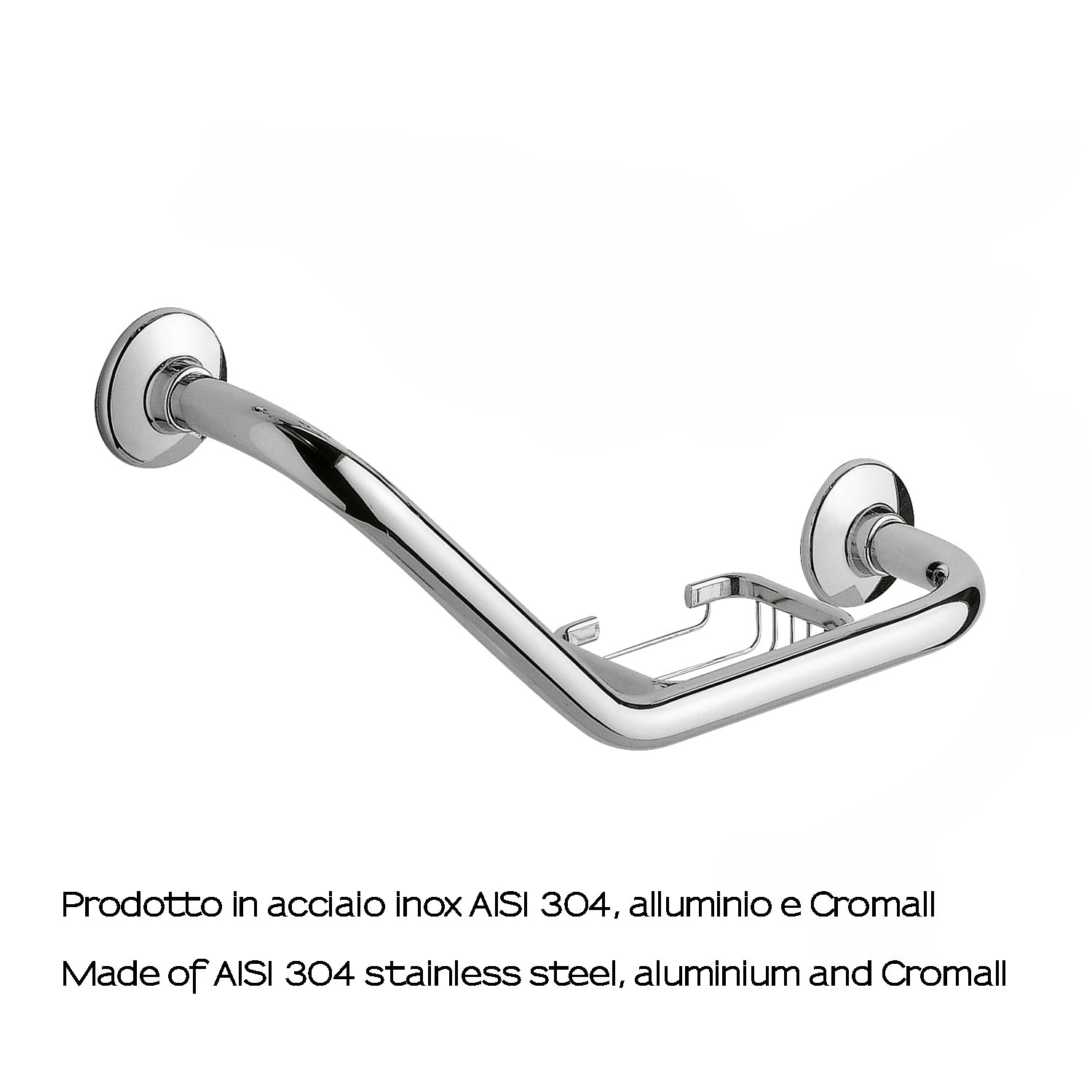 Maniglione inclinazione 135Â° Gedy modello Ascot con portasapone in filo reversibile - Cromato