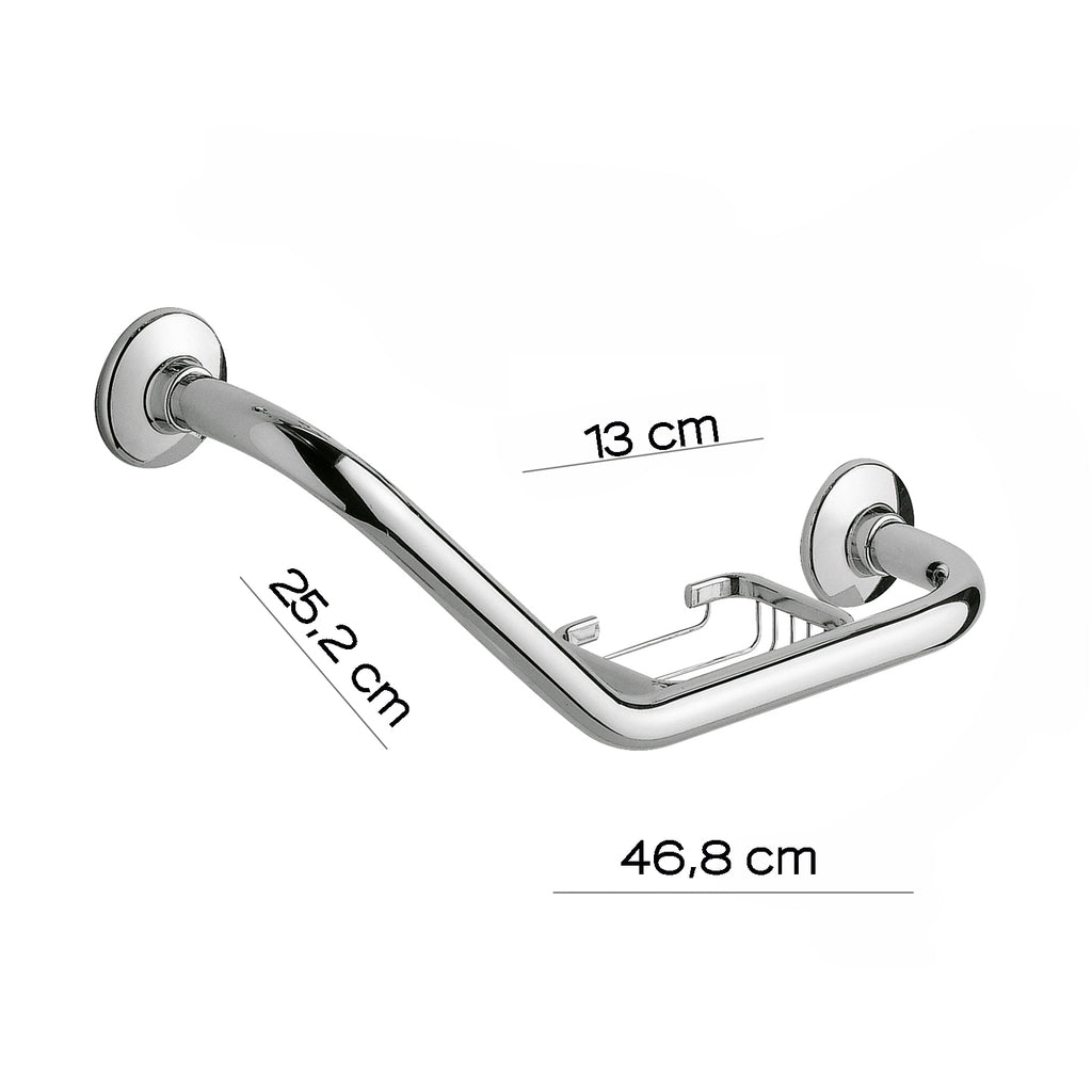 Maniglione inclinazione 135Â° Gedy modello Ascot con portasapone in filo reversibile - Cromato