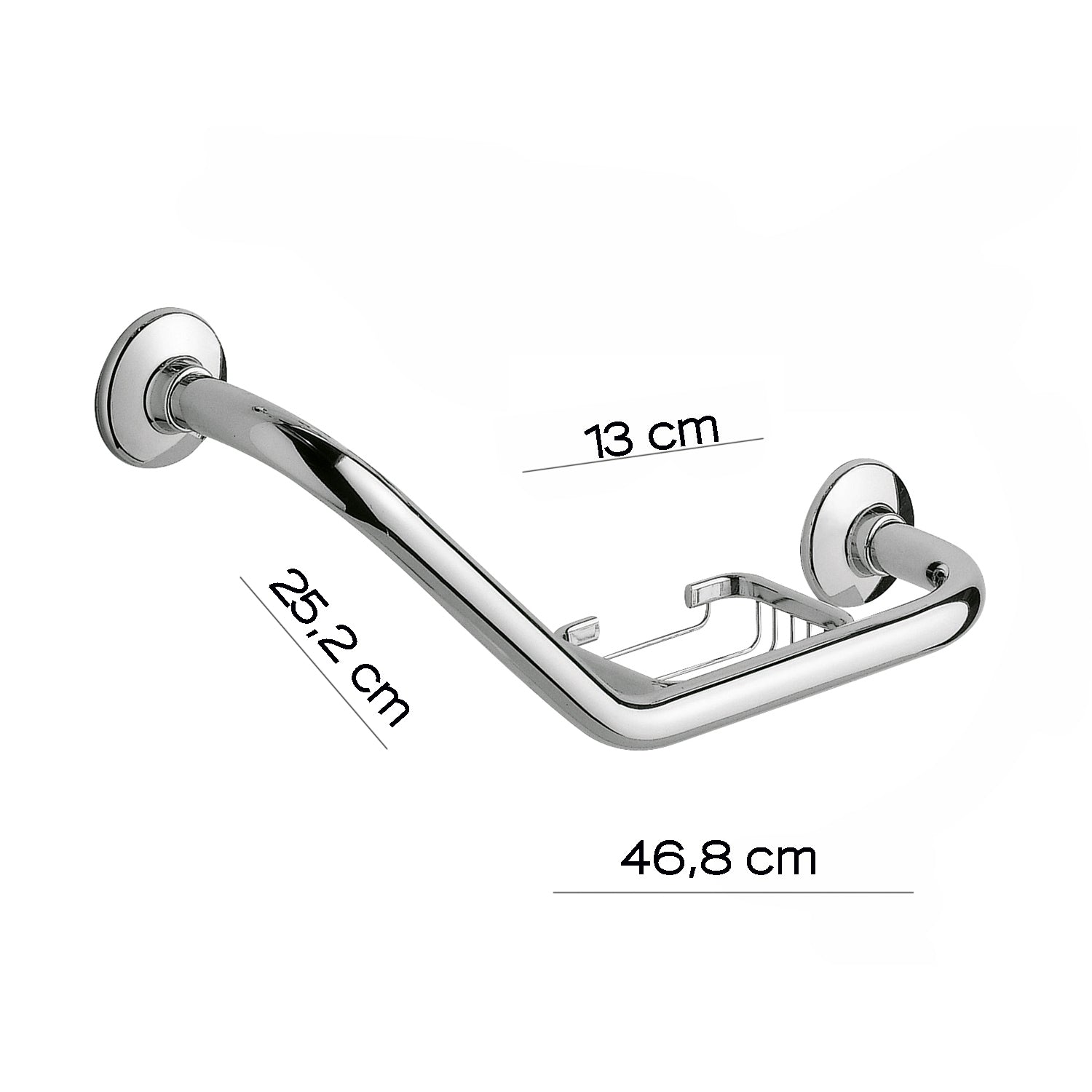 Maniglione inclinazione 135Â° Gedy modello Ascot con portasapone in filo reversibile - Cromato