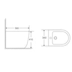 Sanitari bagno filomuro BathCore modello PureEssence Rimless/Tornado Quiet 57x36.5 cm - Bianco