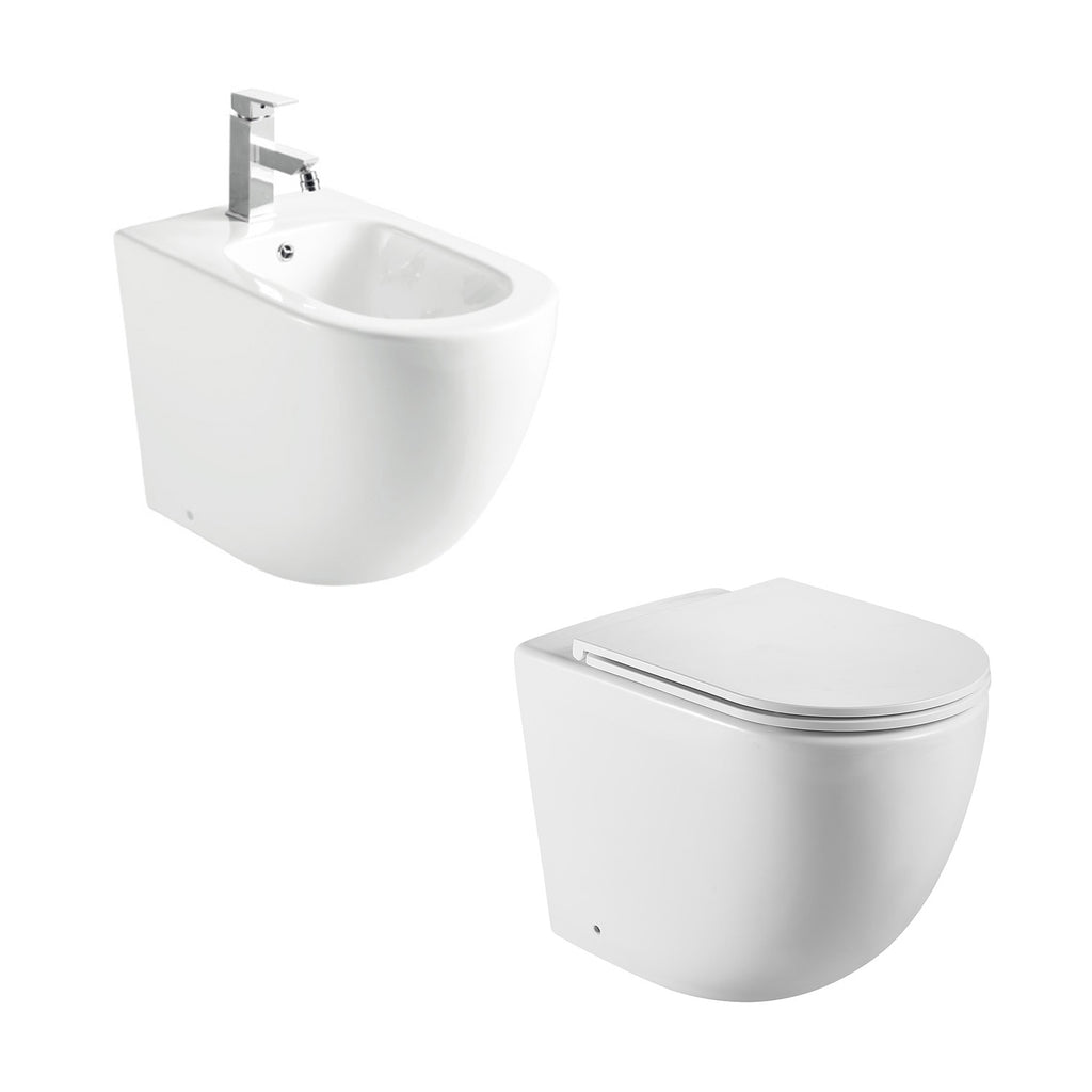 Sanitari bagno filomuro BathCore modello PureEssence Rimless/Tornado Quiet 57x36.5 cm - Bianco