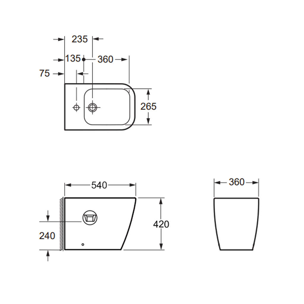 Sanitari a terra Bathcore serie Mars 54x36x42 cm - Coppia vaso e bidet con copriwater incluso