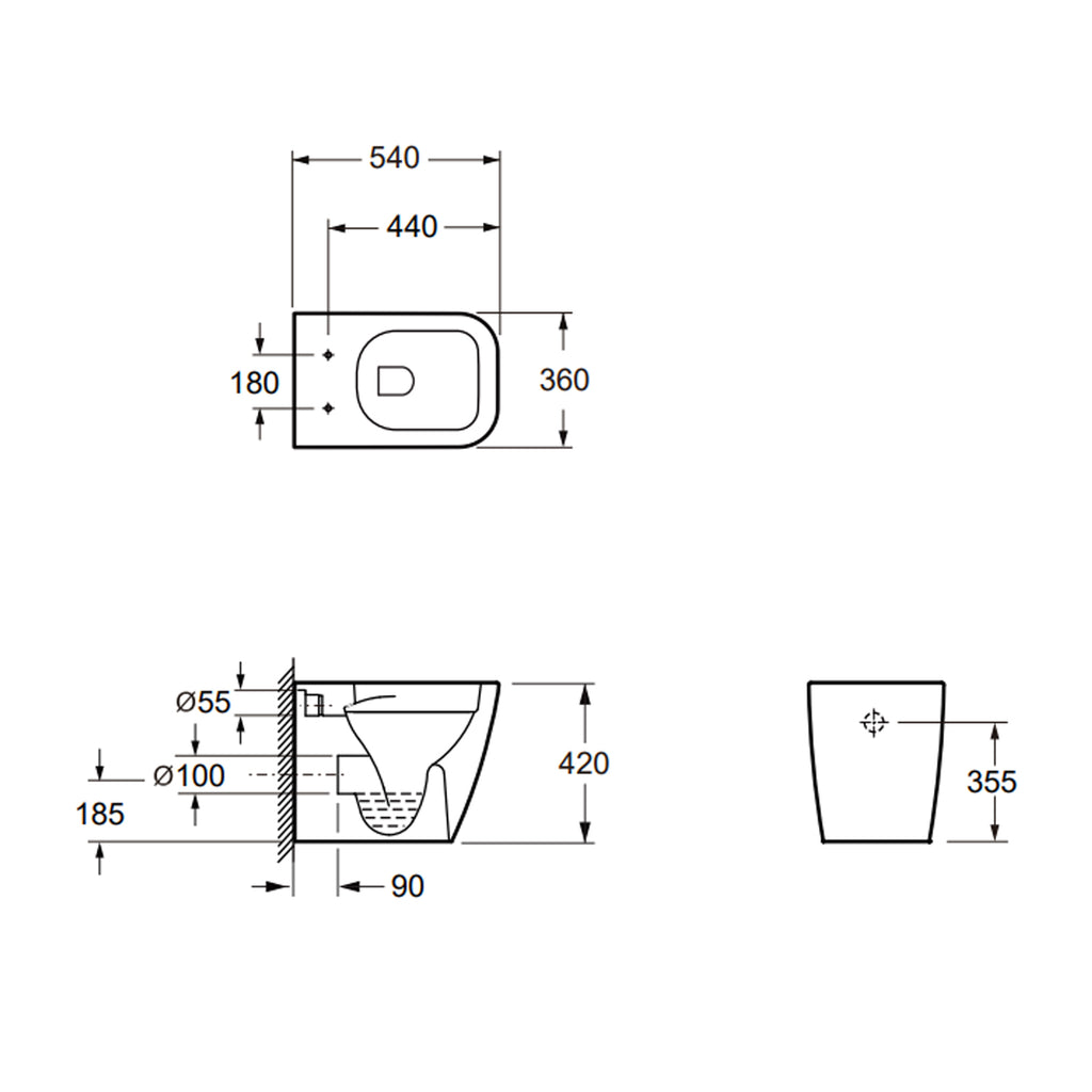 Sanitari a terra Bathcore serie Mars 54x36x42 cm - Coppia vaso e bidet con copriwater incluso