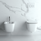 Coppia sanitari sospesi BathCore serie Etherea 42x52 cm - Vaso sospeso + bidet sospeso + copriwater