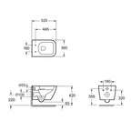 Coppia sanitari sospesi BathCore serie Etherea 42x52 cm - Vaso sospeso + bidet sospeso + copriwater