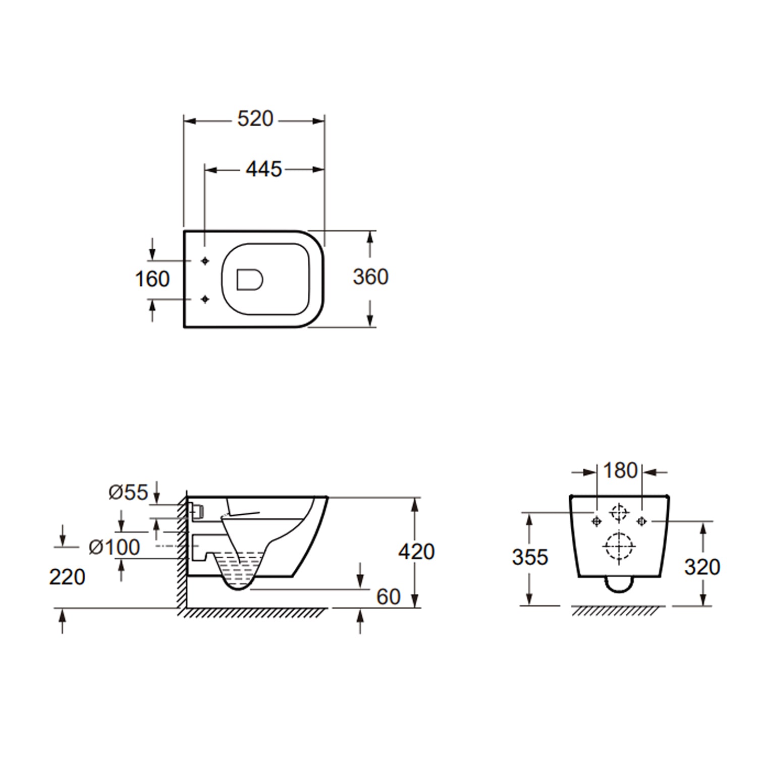 Coppia sanitari sospesi BathCore serie Etherea 42x52 cm - Vaso sospeso + bidet sospeso + copriwater