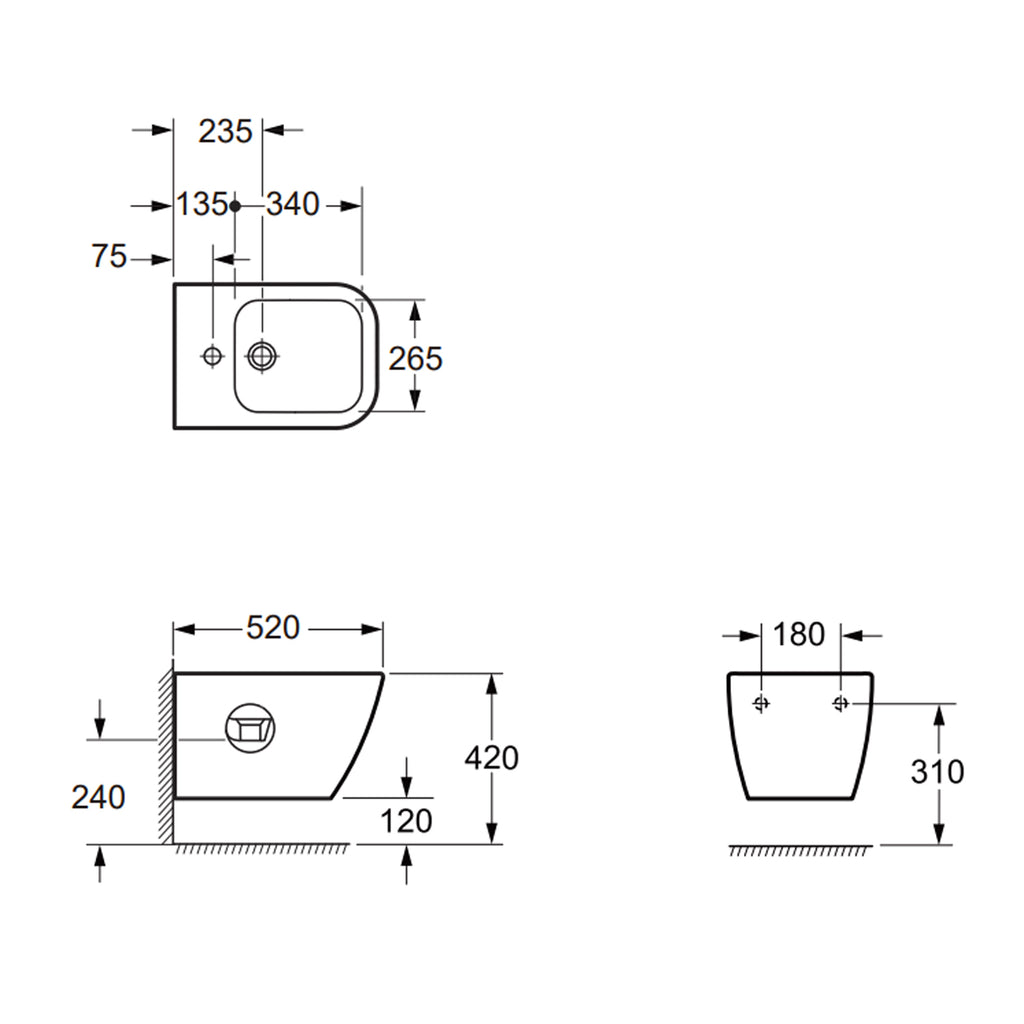 Coppia sanitari sospesi BathCore serie Nuvia 42x52 cm - Vaso sospeso + bidet sospeso + copriwater