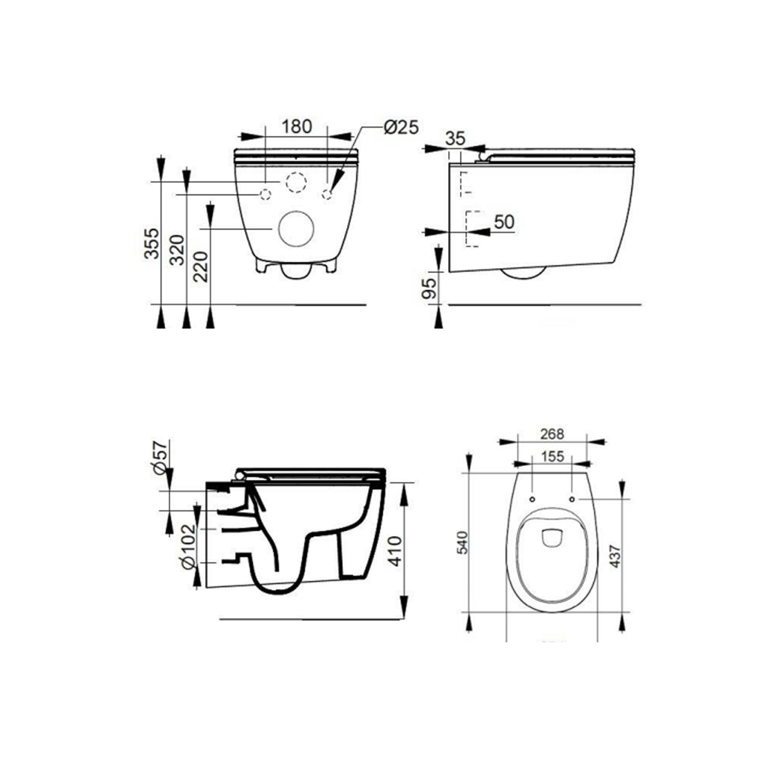 Wc sospeso Ceramica Dolomite modello Demy 54x36 cm con sedile Softclose