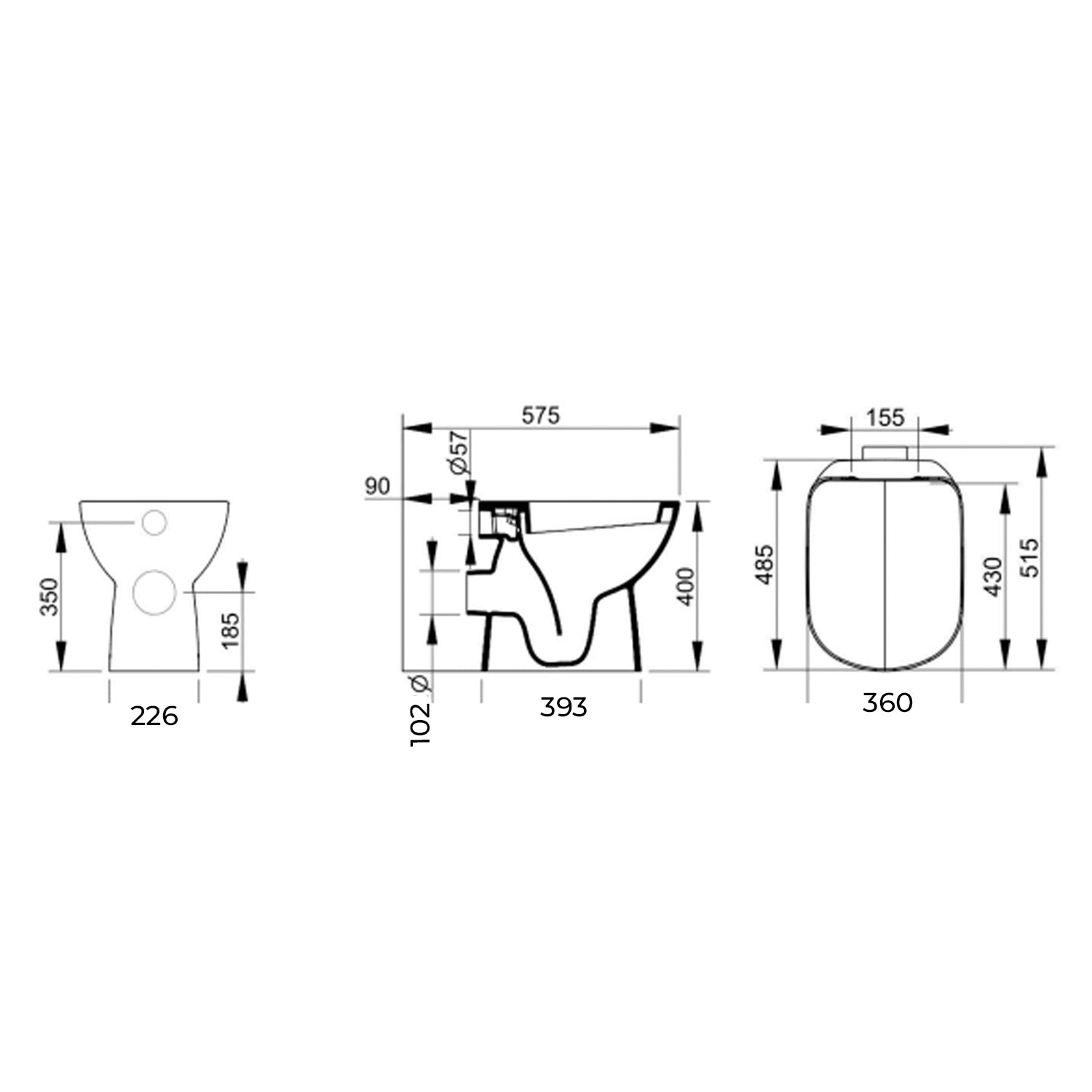 WC distanziato scarico a muro Ceramica Dolomite modello Gemma2 51x36 cm con sedile Softclose