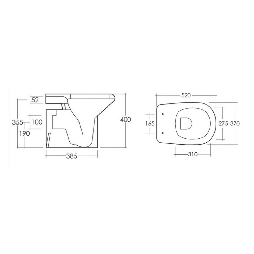 Vaso in porcellana modello Orient Ninfea con scarico a muro 52x37x40h cm - Bianco