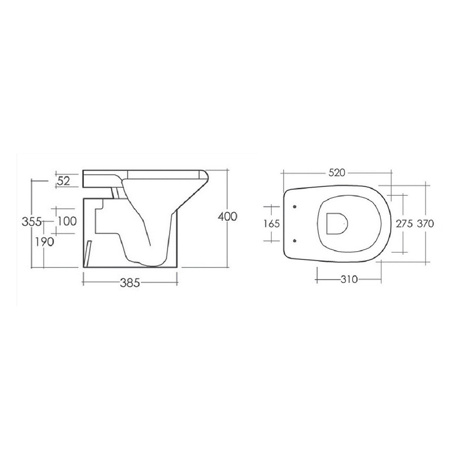 Vaso in porcellana modello Orient Ninfea con scarico a muro 52x37x40h cm - Bianco