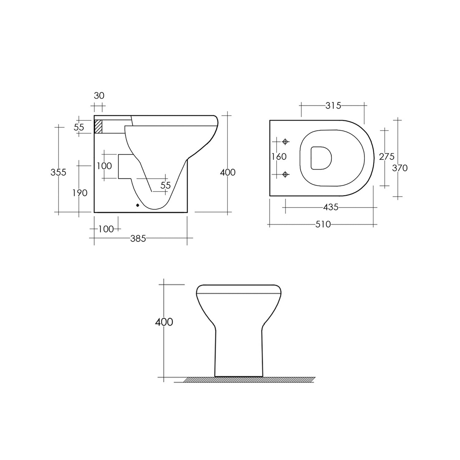 Vaso filomuro modello Compact Ninfea 51x37x40h cm - Bianco