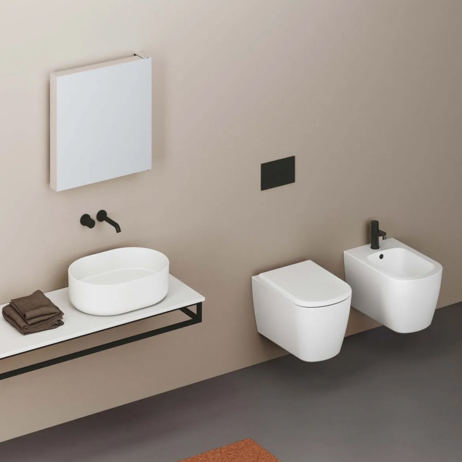 Lavabo rotondo Azzurra serie Aurea 55x40x17 cm - Bianco lucido